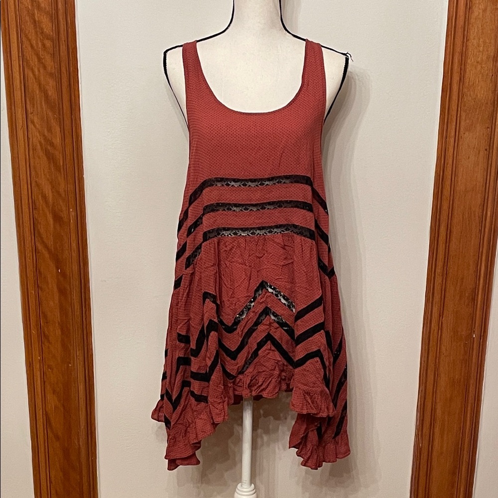 Elegant High-Low Rust and Black Women's Dress